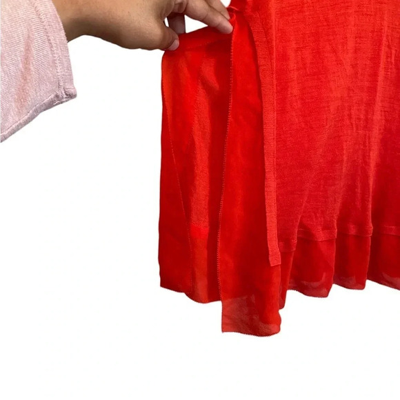 Eileen Fisher Orange Silk Tussah Links Pullover - Picture 4 of 6